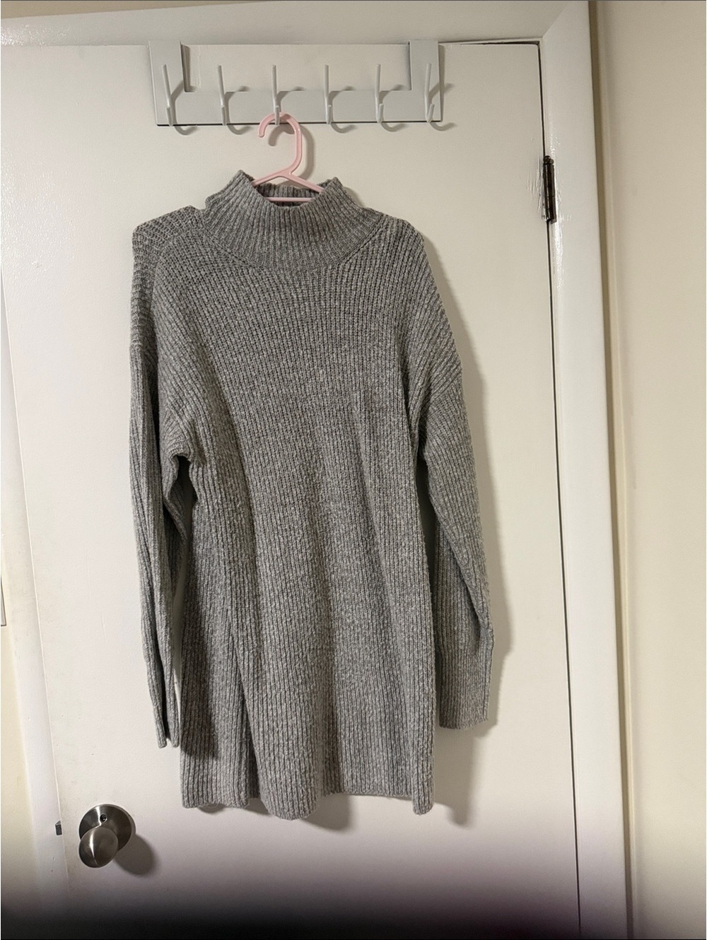 Garage Gray Long Sleeve Ribbed Turtleneck Sweater Dress